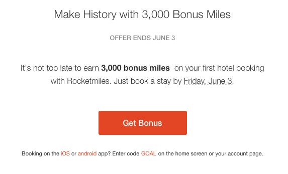 Rocketmiles 3,000 Bonus Miles