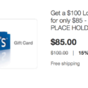 a blue gift card with white text