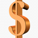 a gold dollar sign with a white background