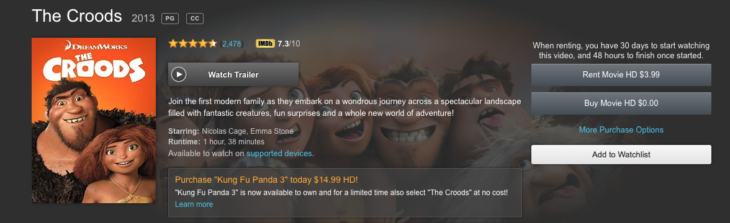 Amazon Free Digital Copy The Croods!