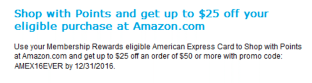 Amazing! Amazon $25 Off $50 When Use 1 MR Point 