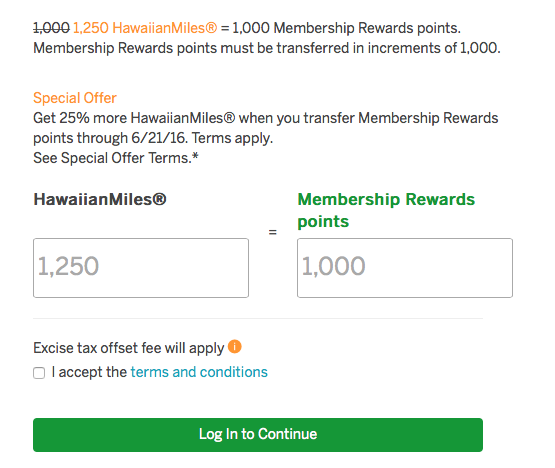 25% Bonus Transfer Amex MR Points To Hawaiian Airlines