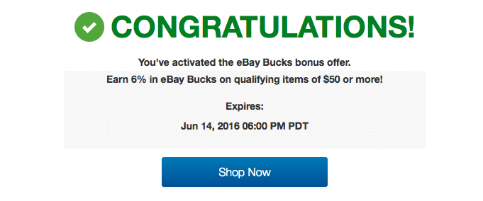 eBay Discounted Gift Cards Plus 6% Bucks Promo! (Targeted)