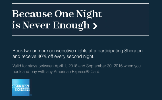 40% Off Sheraton With Amex