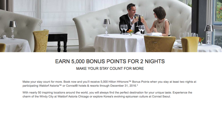 Hilton 5,000 Bonus Points Promotion