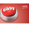 a red button with white text
