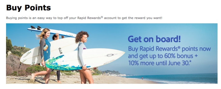 Buy Rapid Rewards Points Get Up To 70% Bonus!