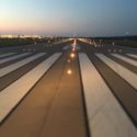 a runway with lights on it