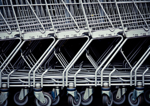 a group of shopping carts