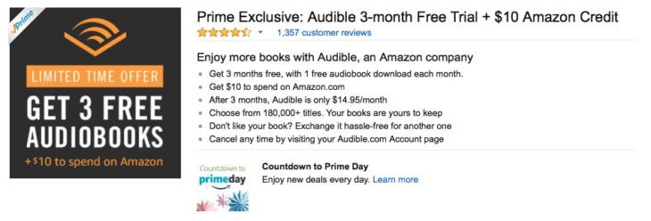 Amazon Prime Free $10 With Free Audible Trial