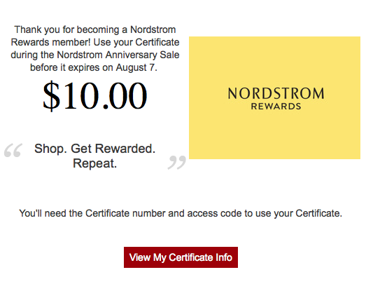 Use Your $10 Free To Nordstrom