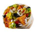 a burrito with meat and rice