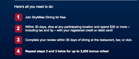 Up To 3,500 Delta Bonus Miles Dining