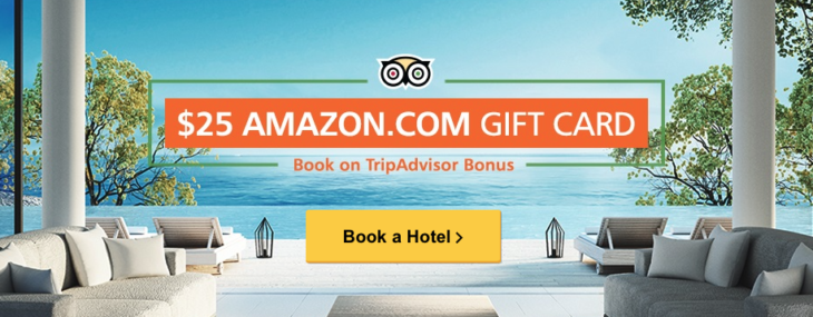 $25 Amazon Gift Card With $200 TripAdvisor Hotel Booking