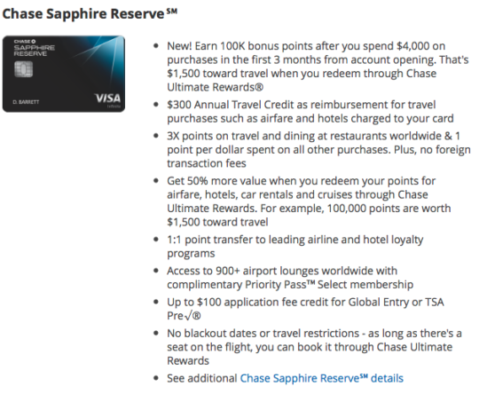 Why I Applied For The Chase Sapphire Reserve 100K Offer