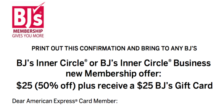 Free BJ's Membership With American Express Card Offer