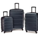 a group of luggage on wheels