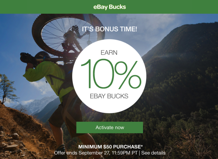 eBay Hot Deals Gift Cards With 10% Bucks Promo (Targeted)
