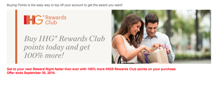 IHG 100% Bonus Points On Purchases