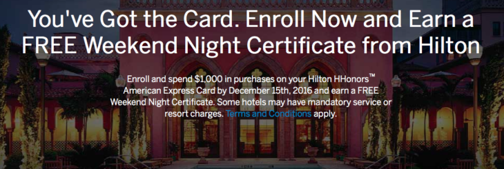 Free Hilton Weekend Night With $1K Spend Hilton Amex
