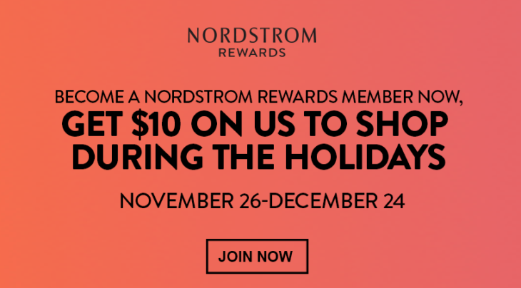 Free $10 To Nordstrom New Rewards Members