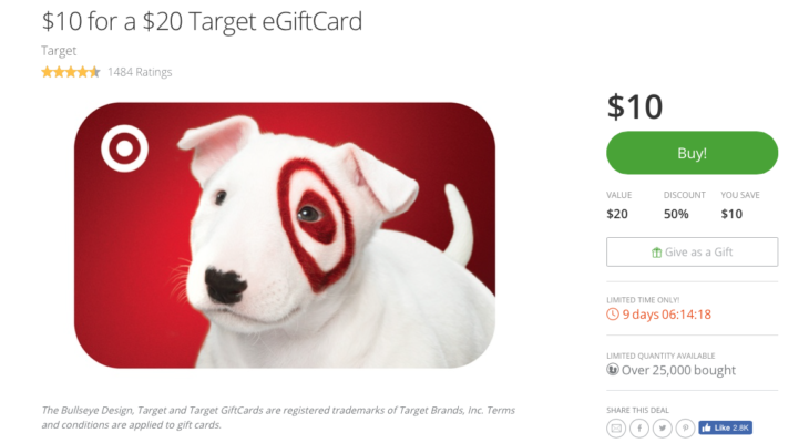 Hot! Score $20 Target Gift Card For Only $10!