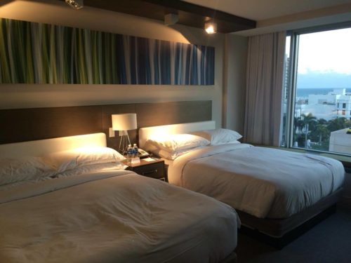 two beds in a hotel room