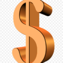 a gold dollar sign with a white background