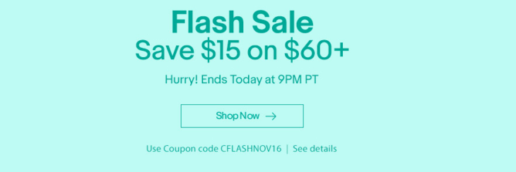 eBay $15 Off $60 Purchases Promo