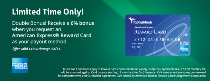 Extra 6% Bonus Amex Gift Cards With TopCashBack