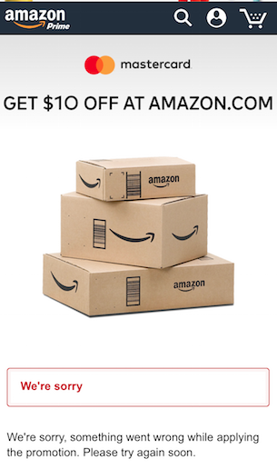 Hot! Free $10 To Amazon With MasterCard