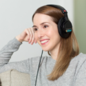 a woman wearing headphones