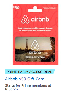 Amazon Discounted AirBnb Gift Cards Today!