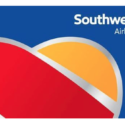 a blue and red card with a red and yellow logo