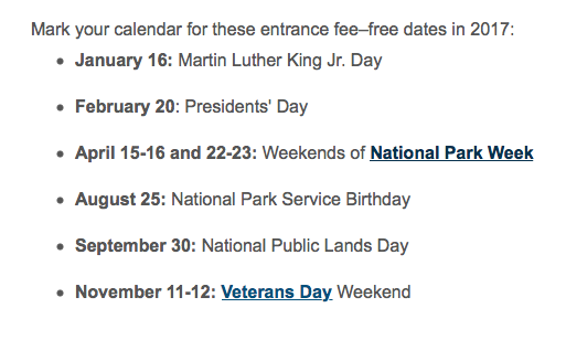 Free Entrance To National Parks Tomorrow!