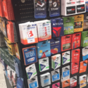 a display of gift cards