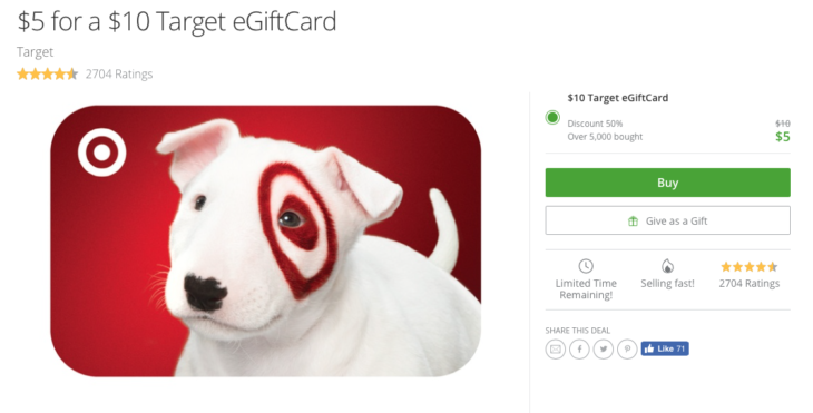 50% Off Target Gift Card From Groupon (Targeted)