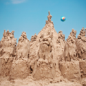 a group of sand castles