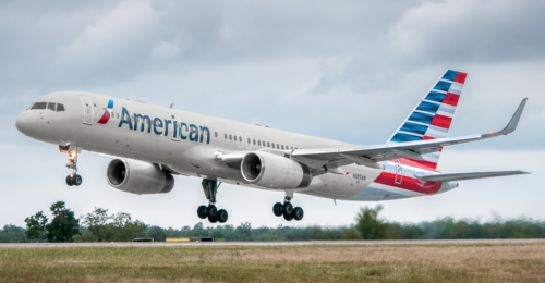 an airplane taking off from a runway