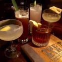 a group of drinks on a table