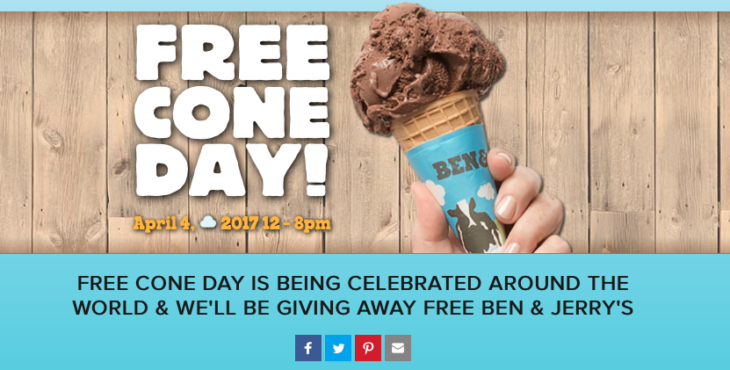 Free Ben And Jerry's Cone Today Only!