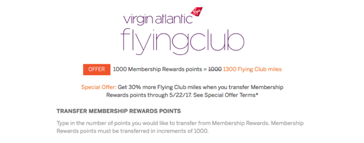 30% Transfer Bonus Virgin Atlantic