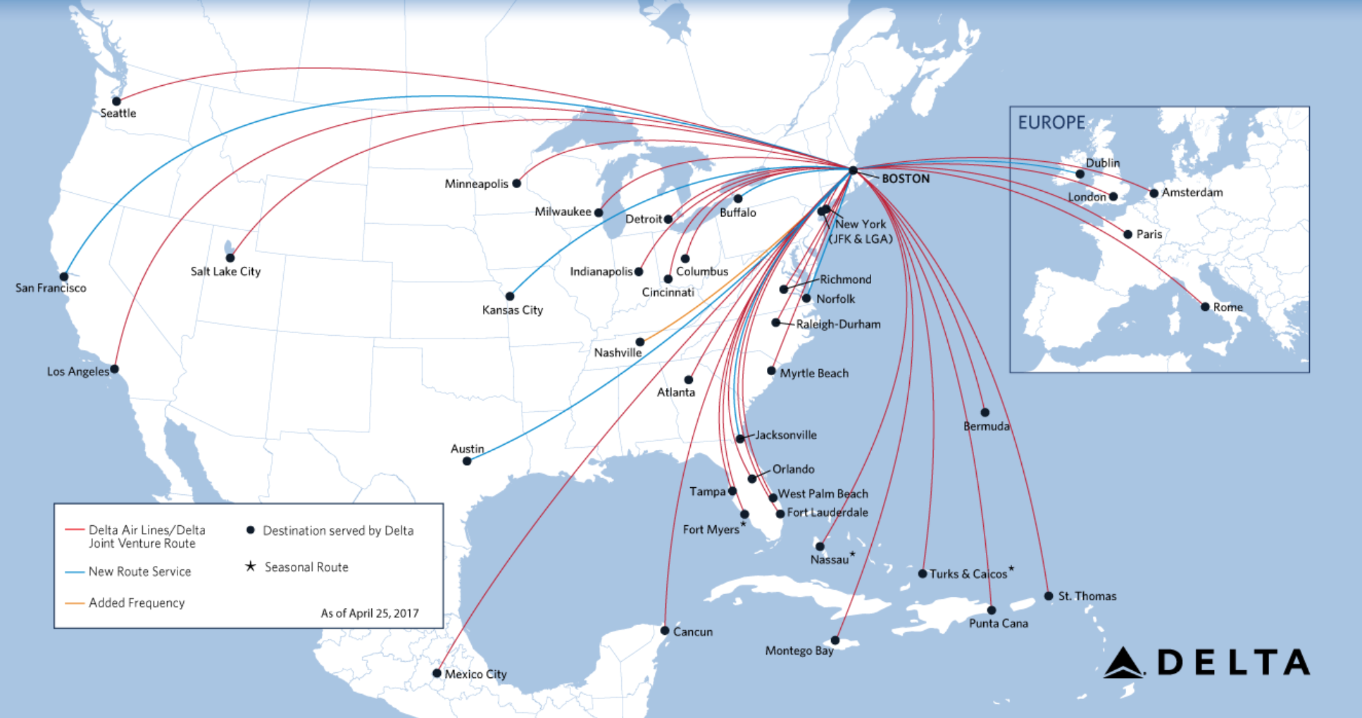 Delta Adds More New Routes from Boston Points Miles & Martinis