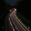 a road with lights on it