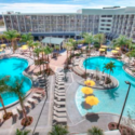 a pool in a hotel