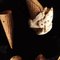 a close up of ice cream cones