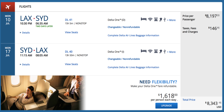 Delta Diamond Medallions can redeem their Global Upgrade Certificates to upgrade to Delta One including on LAX-Sydney 
