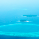 an aerial view of islands in the ocean