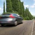 a car driving on a road