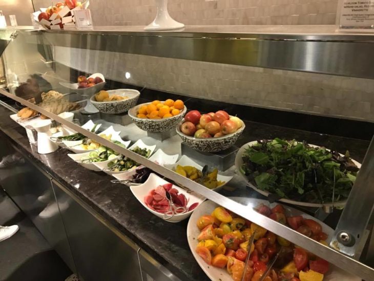 a buffet with different types of food